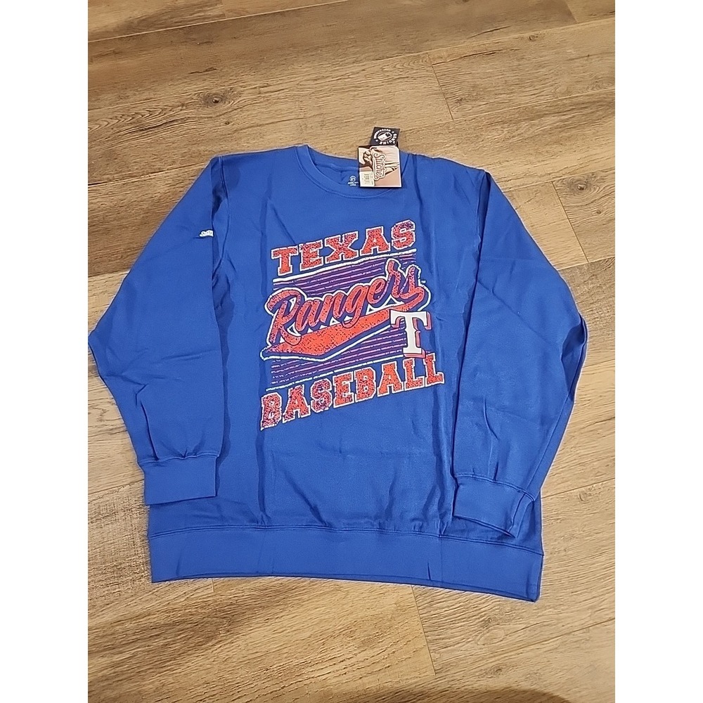 Men's Stitches Royal Texas Rangers Lightweight Large Crew Sweatshirt